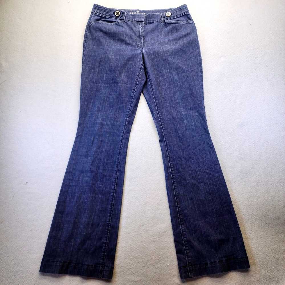 White House Black Market The Trouser Jeans Dark Wash Wide Leg Flare 8 Mid Rise